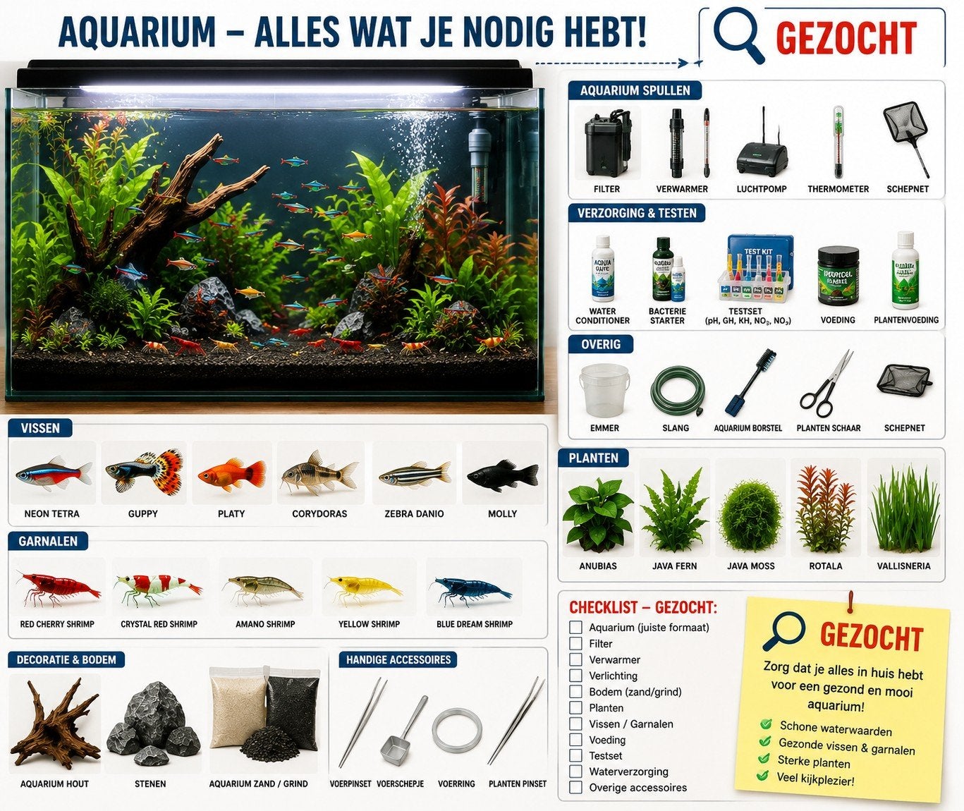 Gezocht! Aquariums vissen en noem maar op, Ophalen of Verzenden, Leeg aquarium