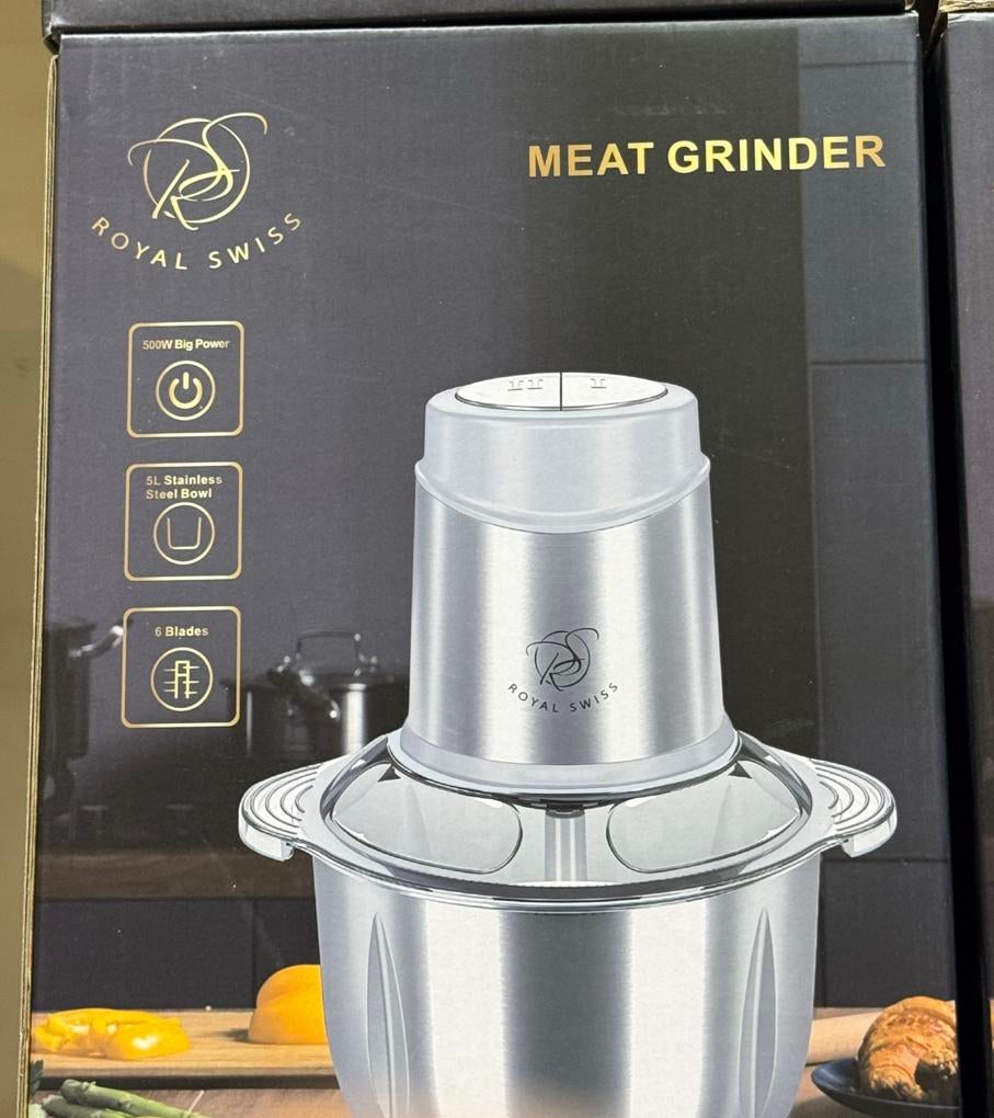 Royal Swiss Vleesmolen/Keukenmachine 500W - 5L RVS Kom, Witgoed en Apparatuur, Ophalen of Verzenden, Zo goed als nieuw