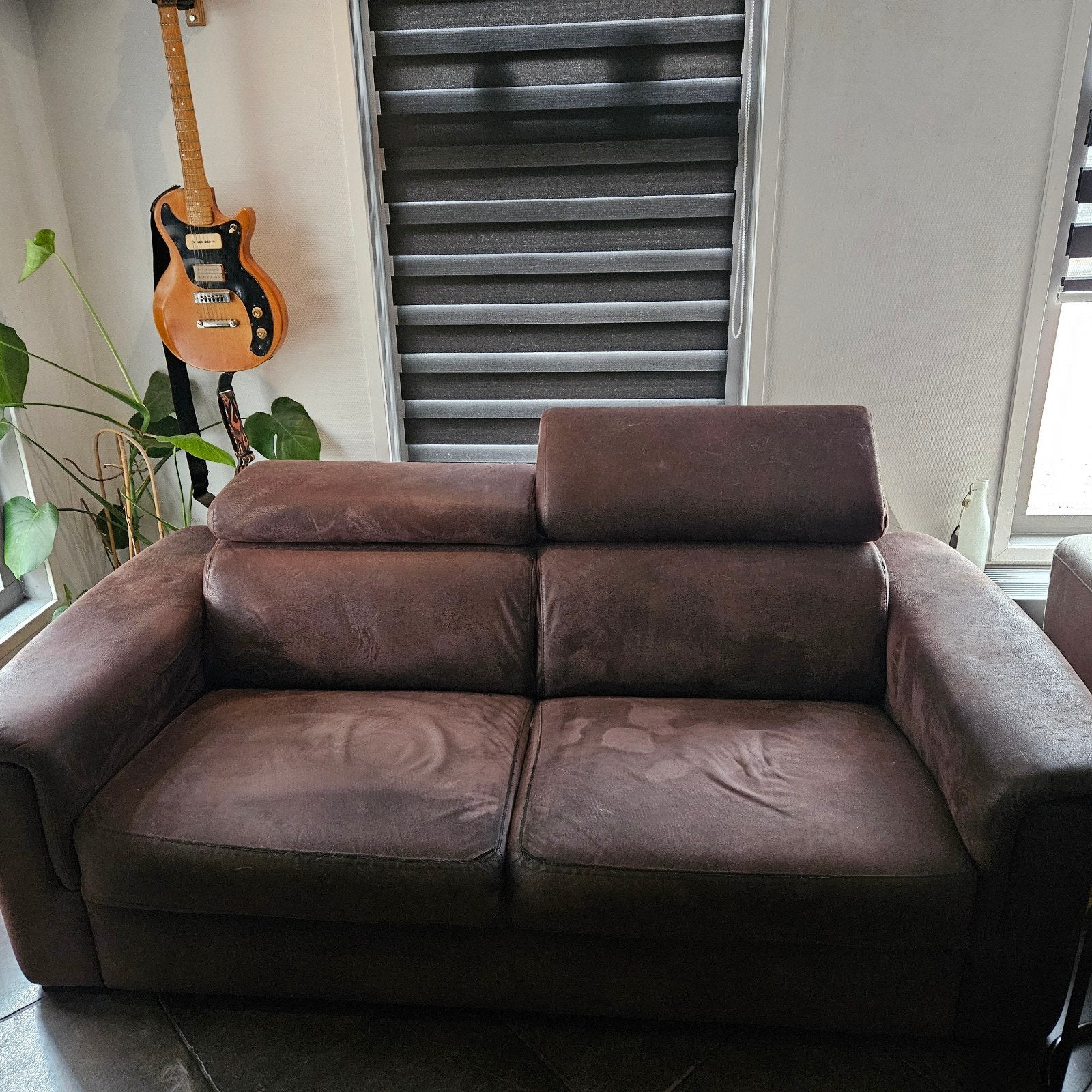 Comfortabele bruine tweepersoonsbank, Huis en Inrichting, Ophalen, Gebruikt, 150 tot 200 cm, Tweepersoons