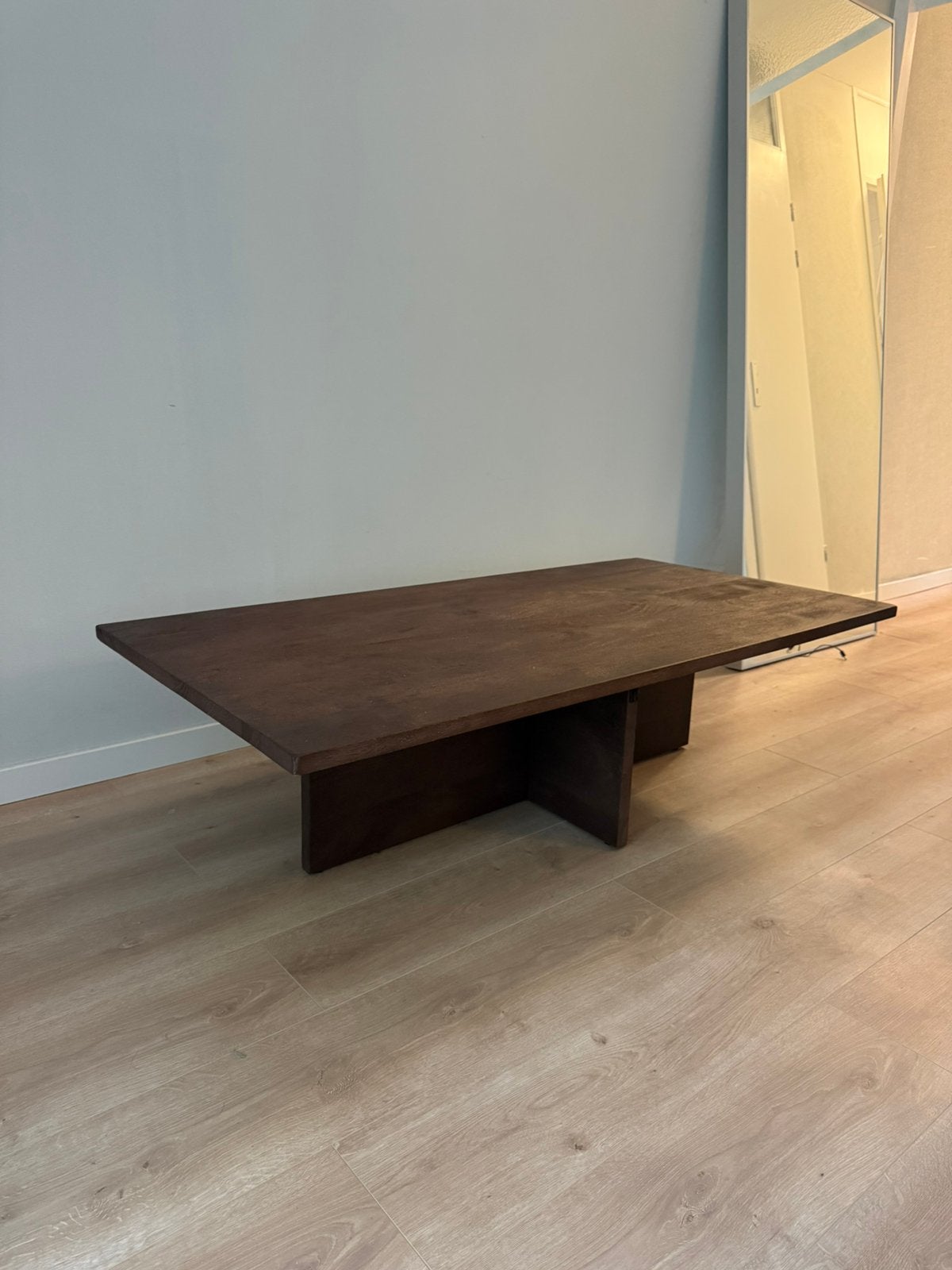 Walnoot houten salontafel bruin, Huis en Inrichting, Ophalen, 100 tot 150 cm, 50 tot 100 cm, Zo goed als nieuw