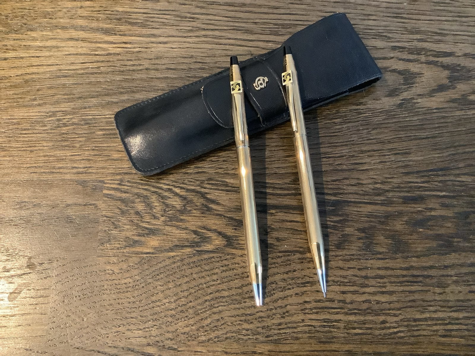 Cross Pennenset: Balpen en Vulpotlood in Etui, Verzamelen, Pennenverzamelingen, Pennenset, Gebruikt, Cross, Ophalen of Verzenden