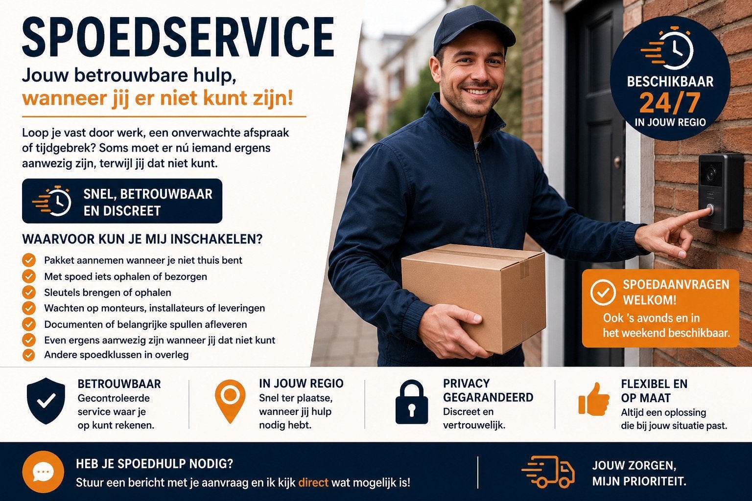 SPOEDSERVICE – Ik regel het wanneer jij er niet kunt zijn, Tickets en Kaartjes, Beurzen, Eén persoon