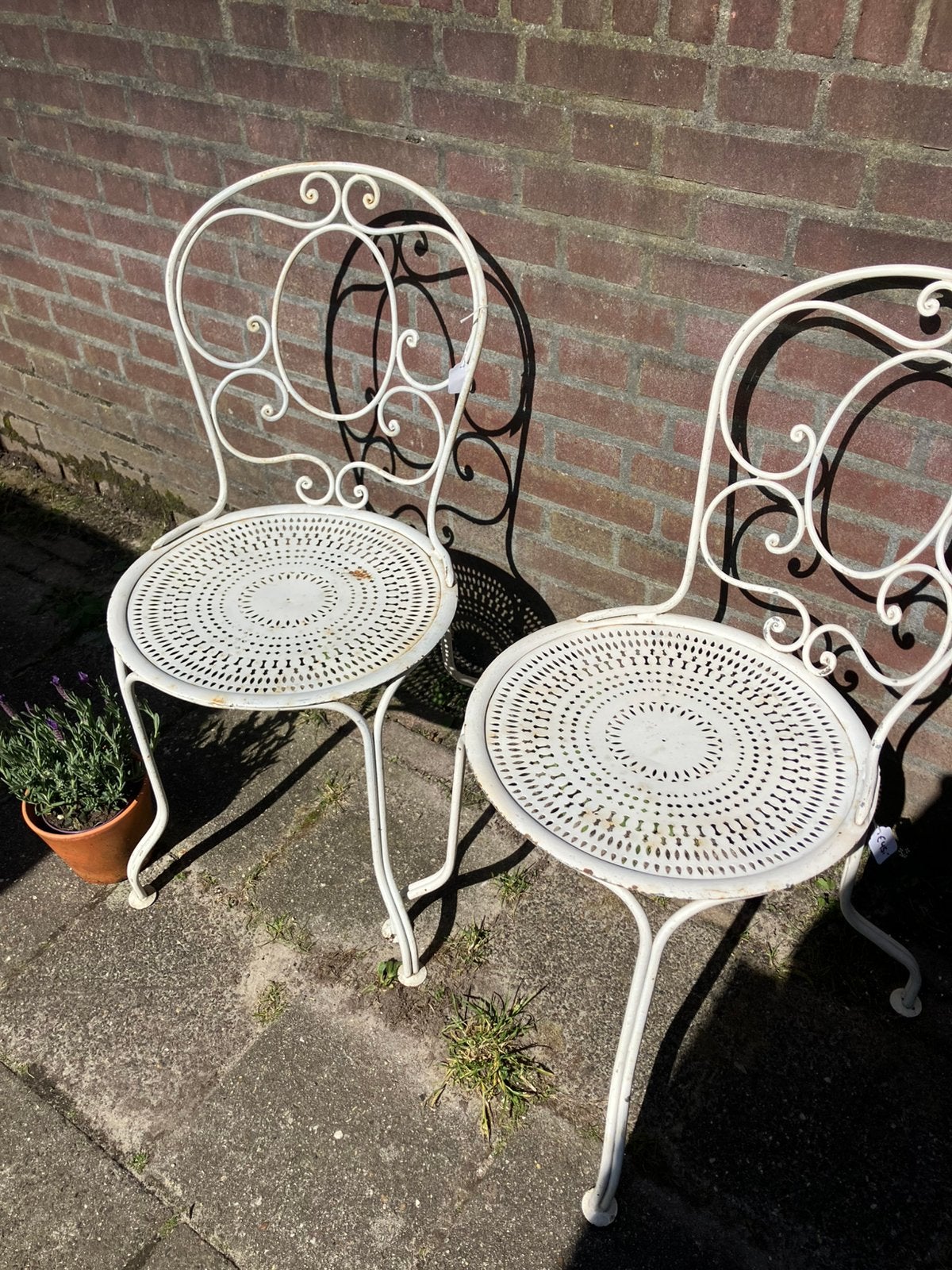 Brocante terrasstoelen, Tuin en Terras, Ophalen, Metaal