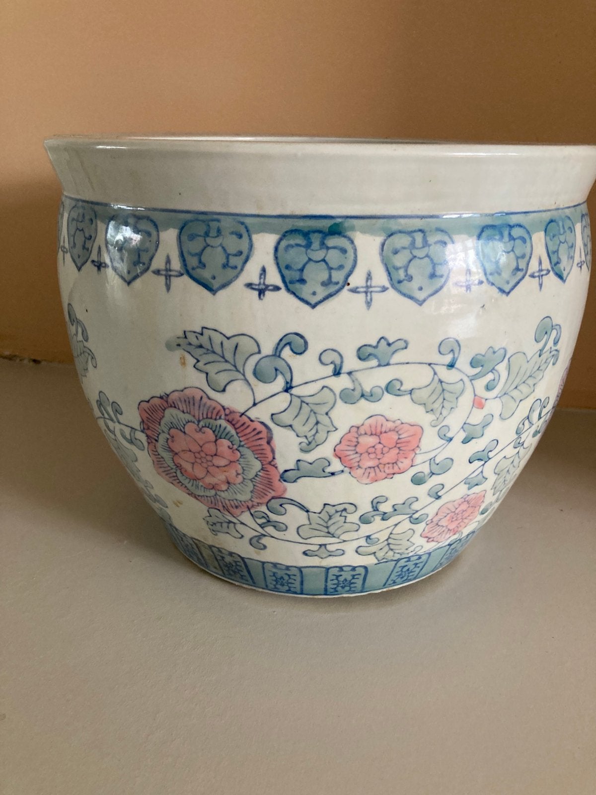 Hele grote Chinoiserie porseleinen bloempot jardinière, Tuin en Terras, Ophalen