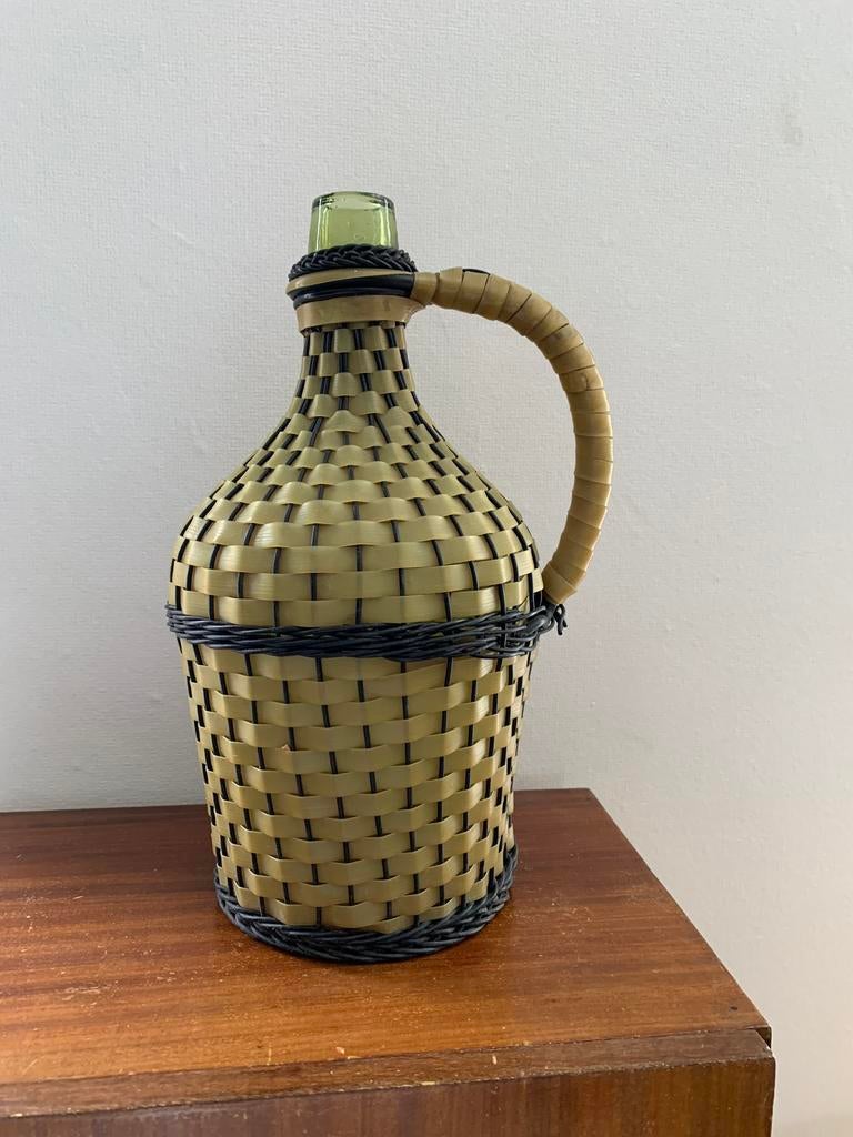 Vintage wijnkruik vaas fles, Huis en Inrichting, Woonaccessoires | Vazen, Ophalen, Gebruikt, Glas, Minder dan 50 cm