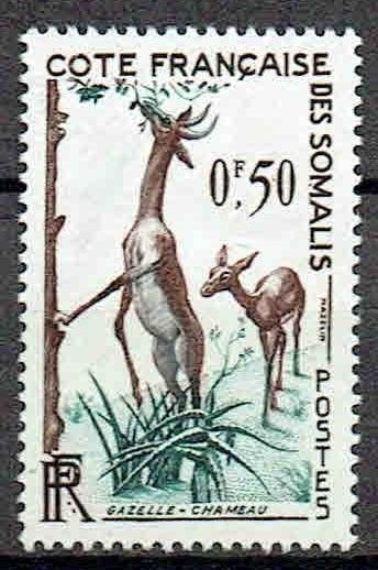 Frankrijk Somalie 1956 Gazelles, Verzenden, Postfris, Dier of Natuur