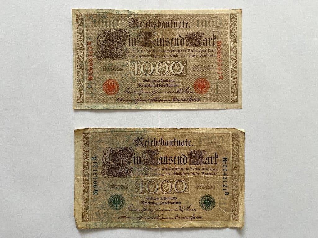Bankbiljetten 1000 Mark Duitsland 1910, Ophalen of Verzenden, Duitsland, Los biljet