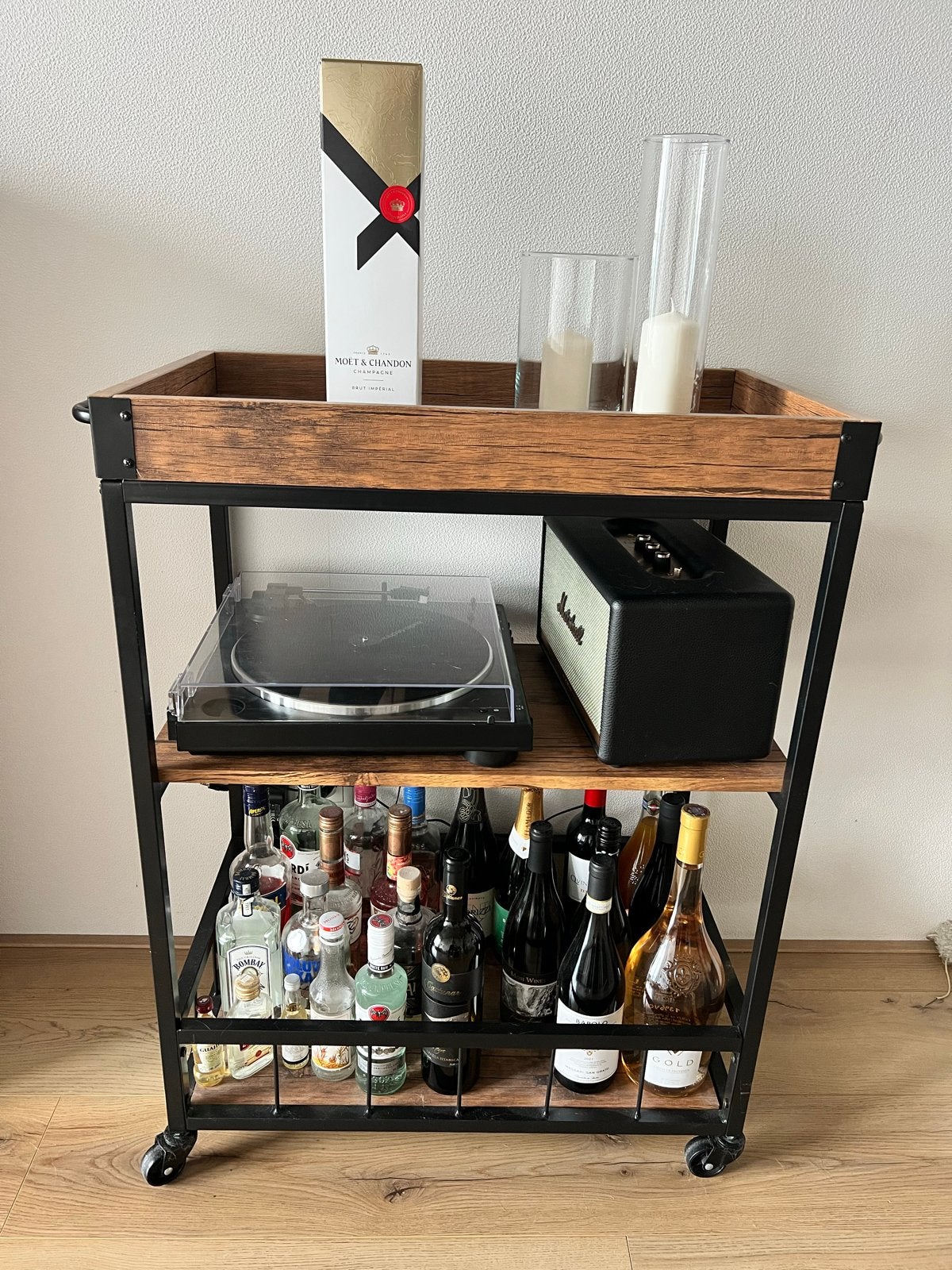 Bar Cart met Industriële Look, Ophalen, Zo goed als nieuw