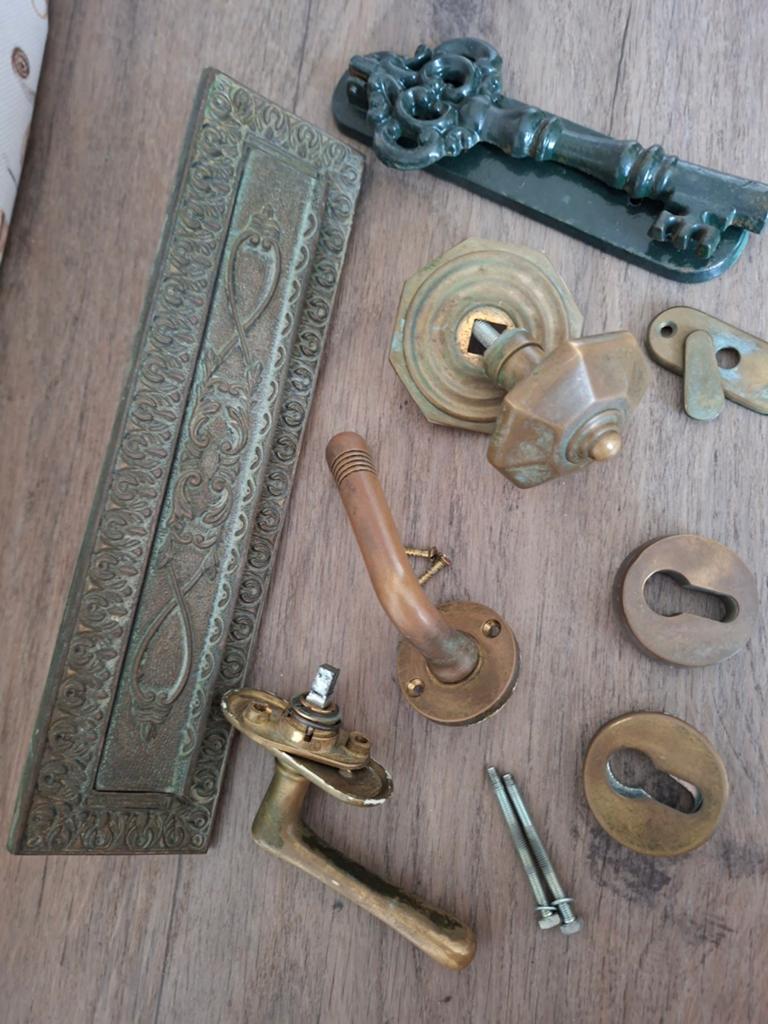Koperen Deurbeslag Brievenbusklep, Knop, kruk etc, Ophalen of Verzenden, Gebruikt, Koper of Messing, Klink of Kruk