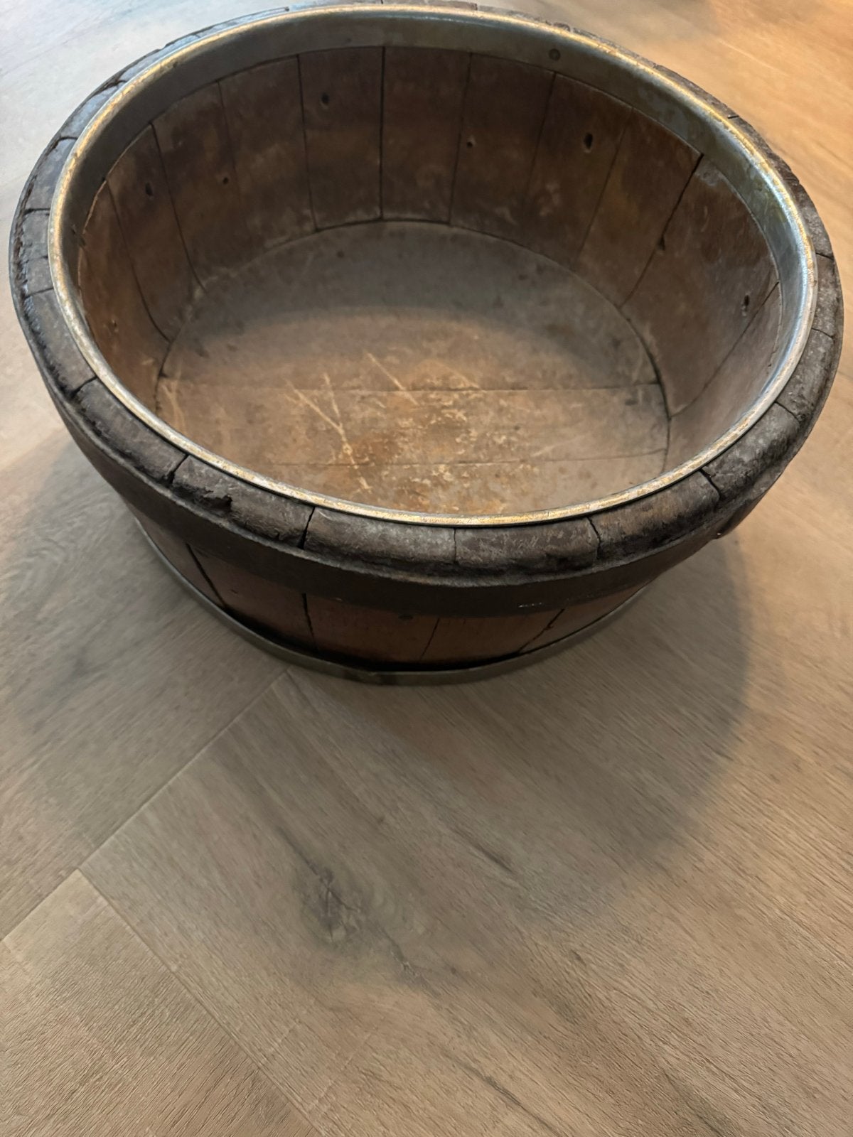 Antieke houten kuip/tobbe kaasvat met metalen banden, Ophalen of Verzenden