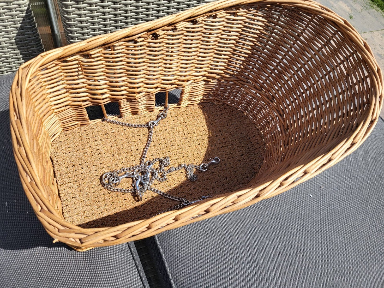 Hondenfietsmand achterop - rieten mand, Gebruikt, Onbekend, Stuurbevestiging, Ophalen of Verzenden