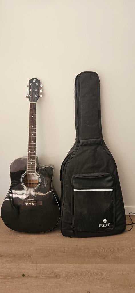 Fazley W100N-BK Western Gitaar met hoes en accessoires, Ophalen, Gebruikt, Western- of Steelstringgitaar, Met koffer