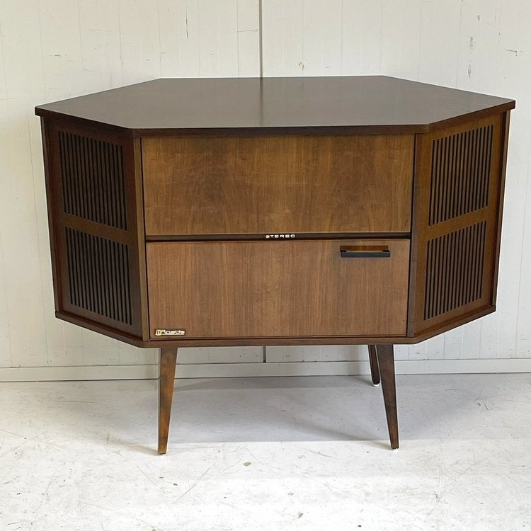 Vintage radiomeubel audiomeubel mid-century kast met boekje, Ophalen