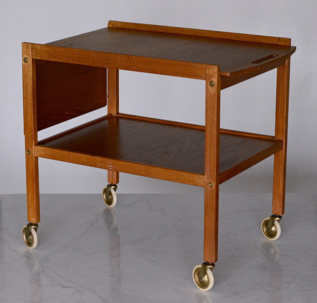 ✅ Serveerwagen Zweeds Design teak Erik Gustafsson ca. 1960, Ophalen of Verzenden