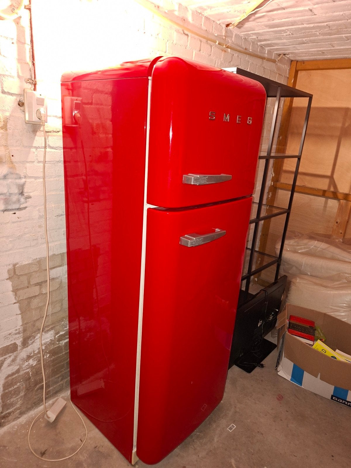 Smeg Koelkast met Vriezer - Rood Retro Design, Ophalen, Gebruikt, 200 liter of meer, 60 cm of meer