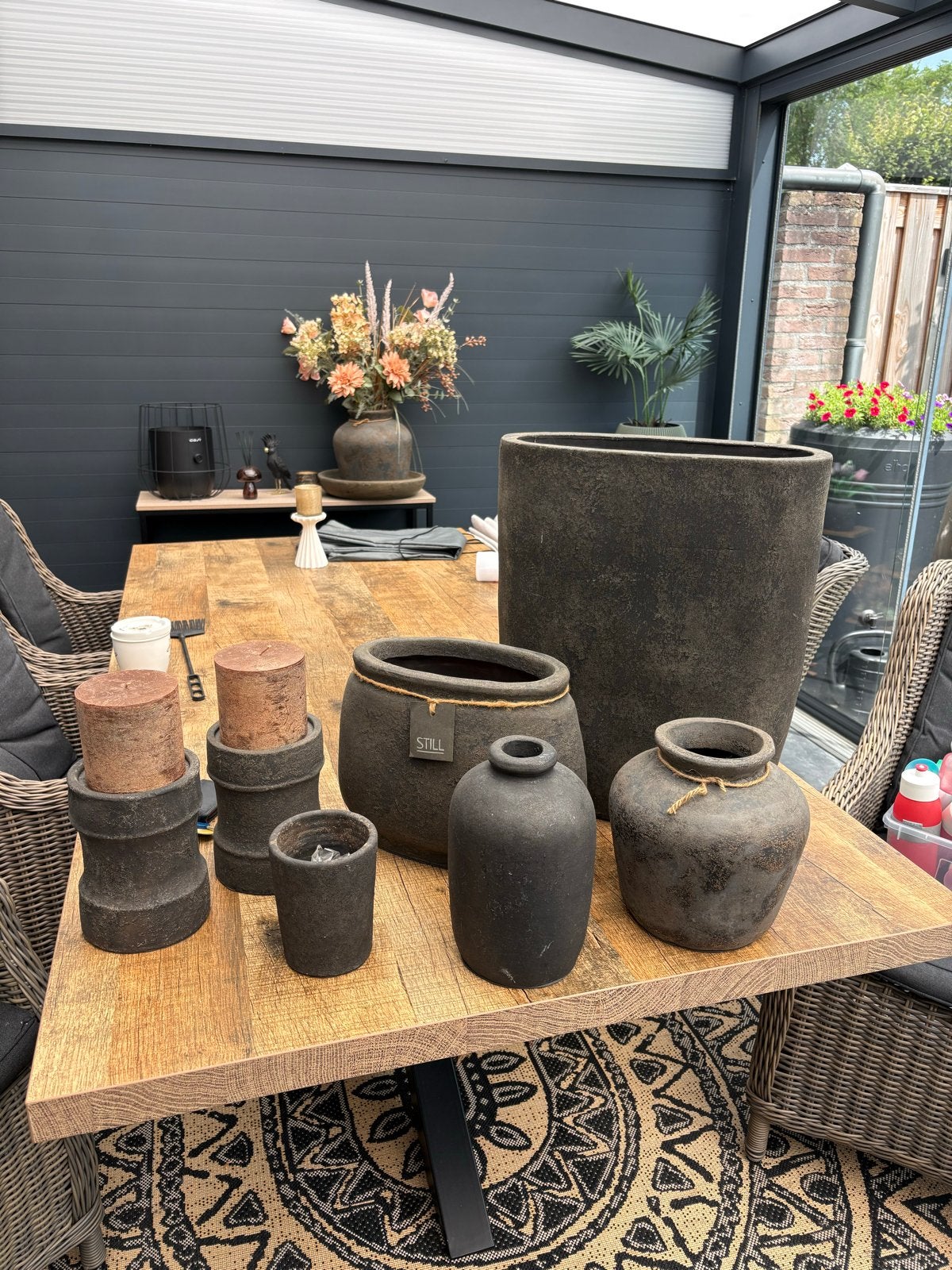 Set van 7 still potten, Ophalen, Gebruikt, Steen/keramiek, Geschikt voor droogbloemen