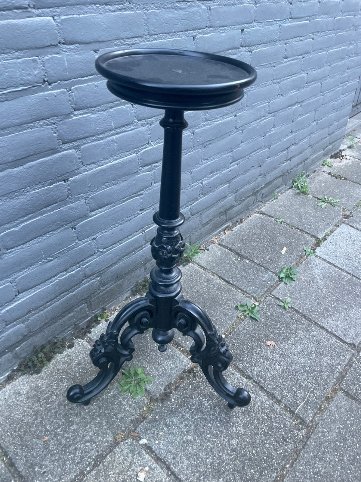 Prachtige zwarte antieke zuil / piëdestal van hout, Ophalen