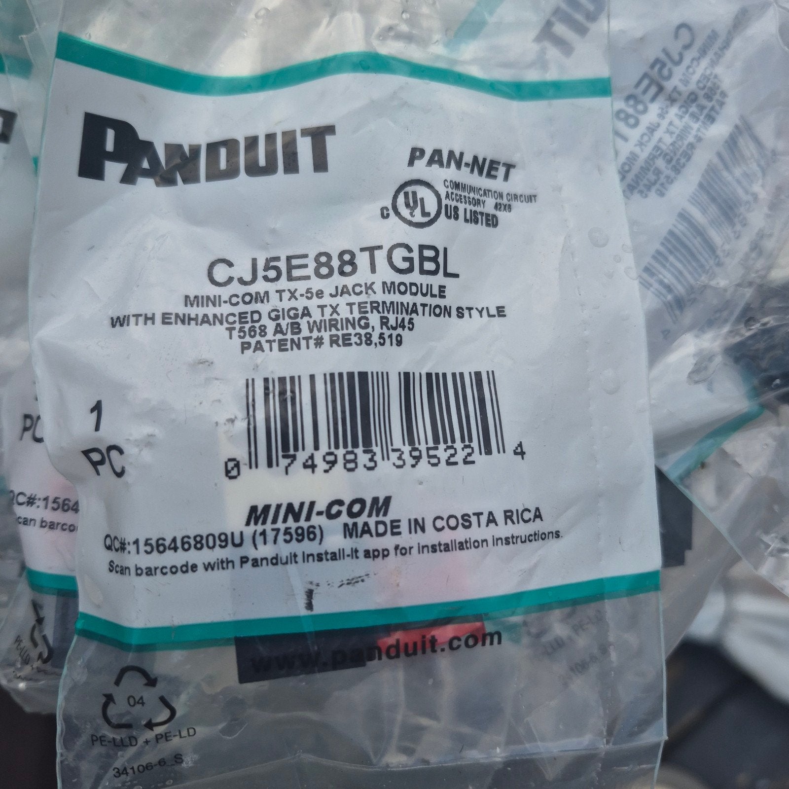 40x Panduit Mini-Com Cat5e RJ45 Keystone Jacks CJ5E88TGBL –, Doe-het-zelf en Verbouw, Ophalen, Nieuw