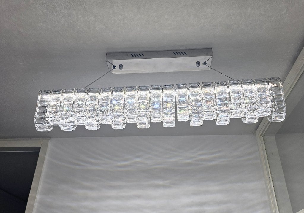 Luxe Kristallen LED Hanglamp - 84x7 cm - 92W - Chroom, Modern, Luxe, Hotel Chique, Glamour, Kristal, Nieuw, Overige fittingen