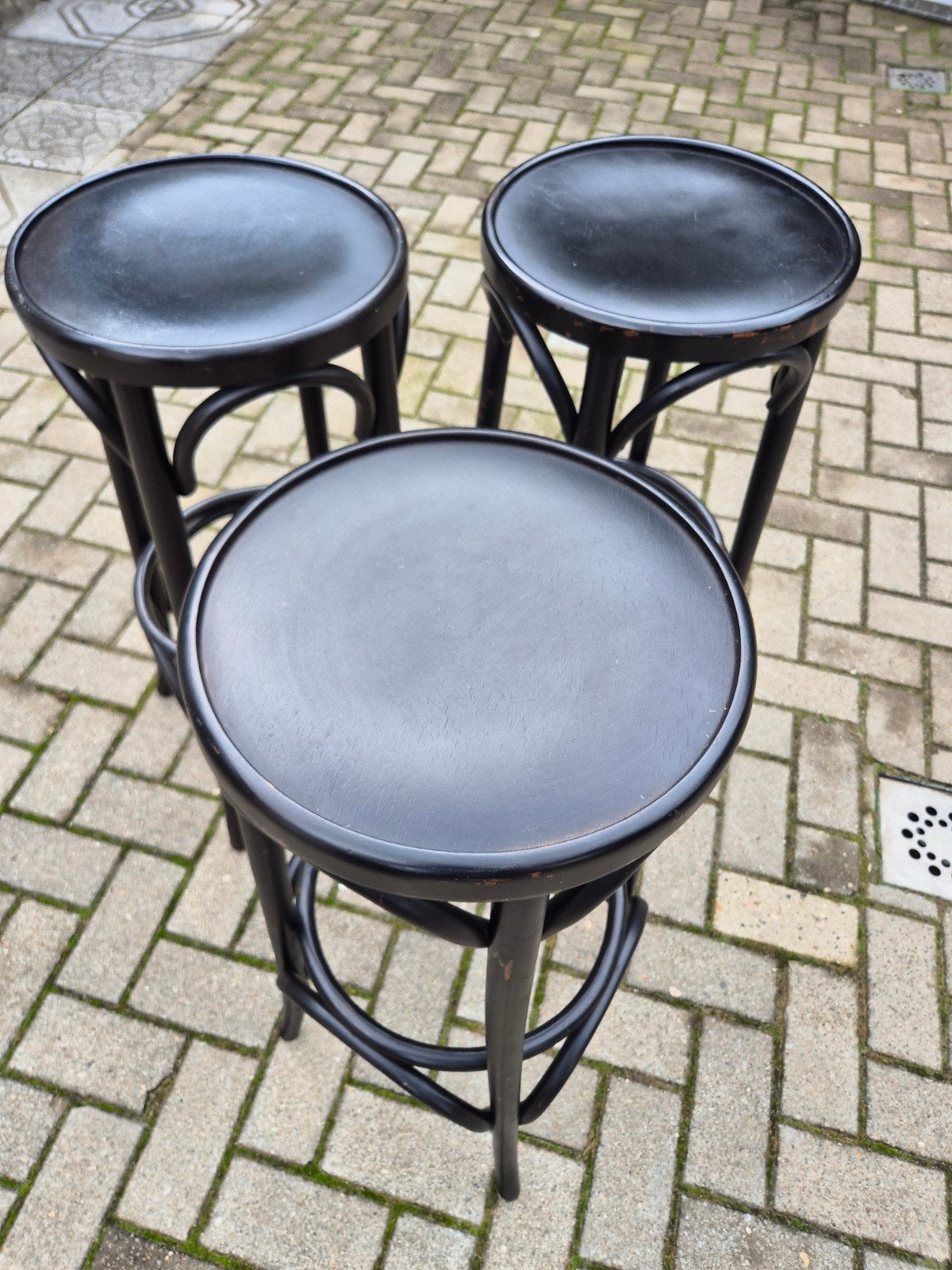 thonet barkrukken zwart 3 stuks ideaal voor cafe of mancave, Ophalen, 60 tot 90 cm