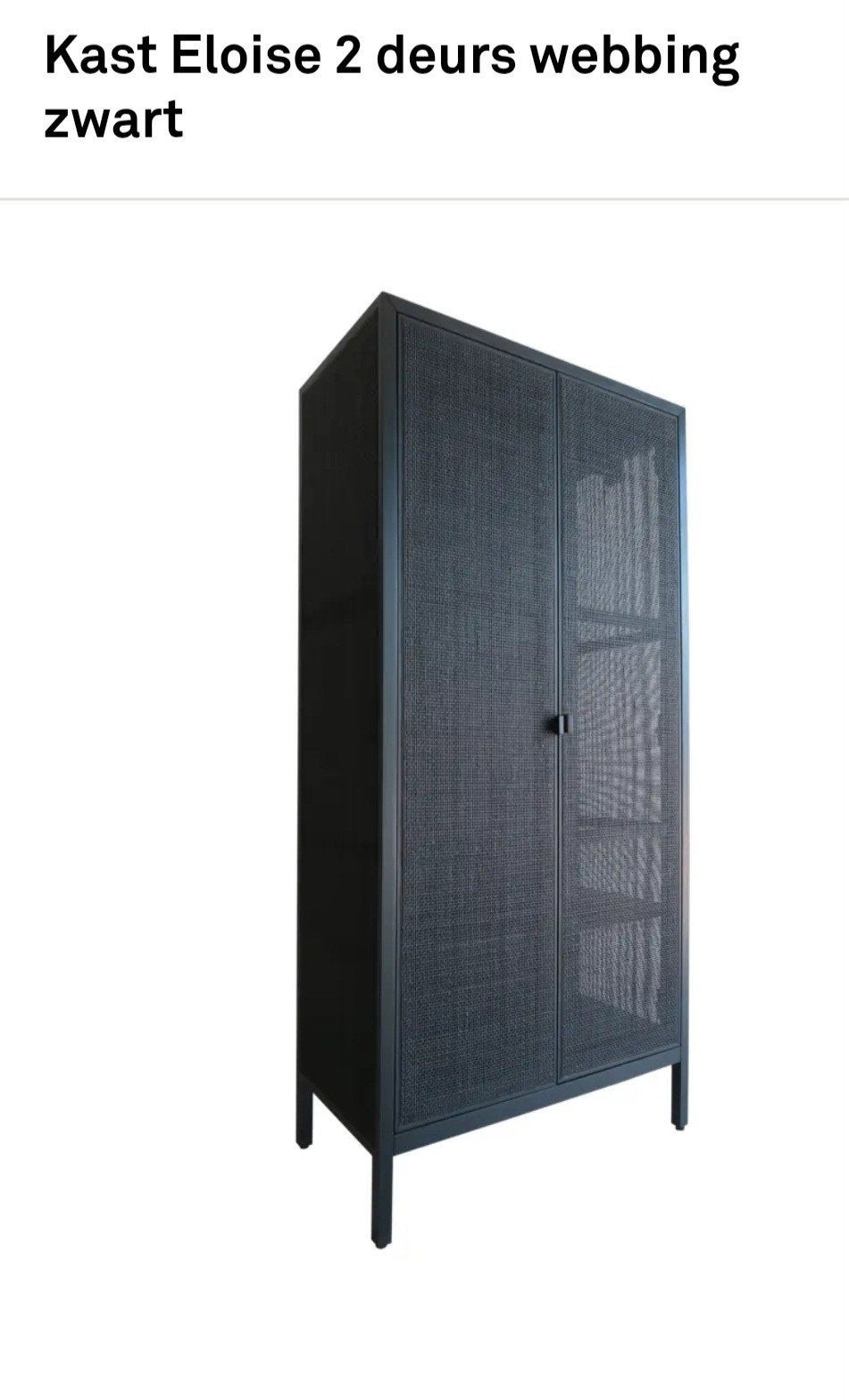 Zwarte webbing kast, Ophalen, Met deur(en), 50 tot 100 cm, Zo goed als nieuw