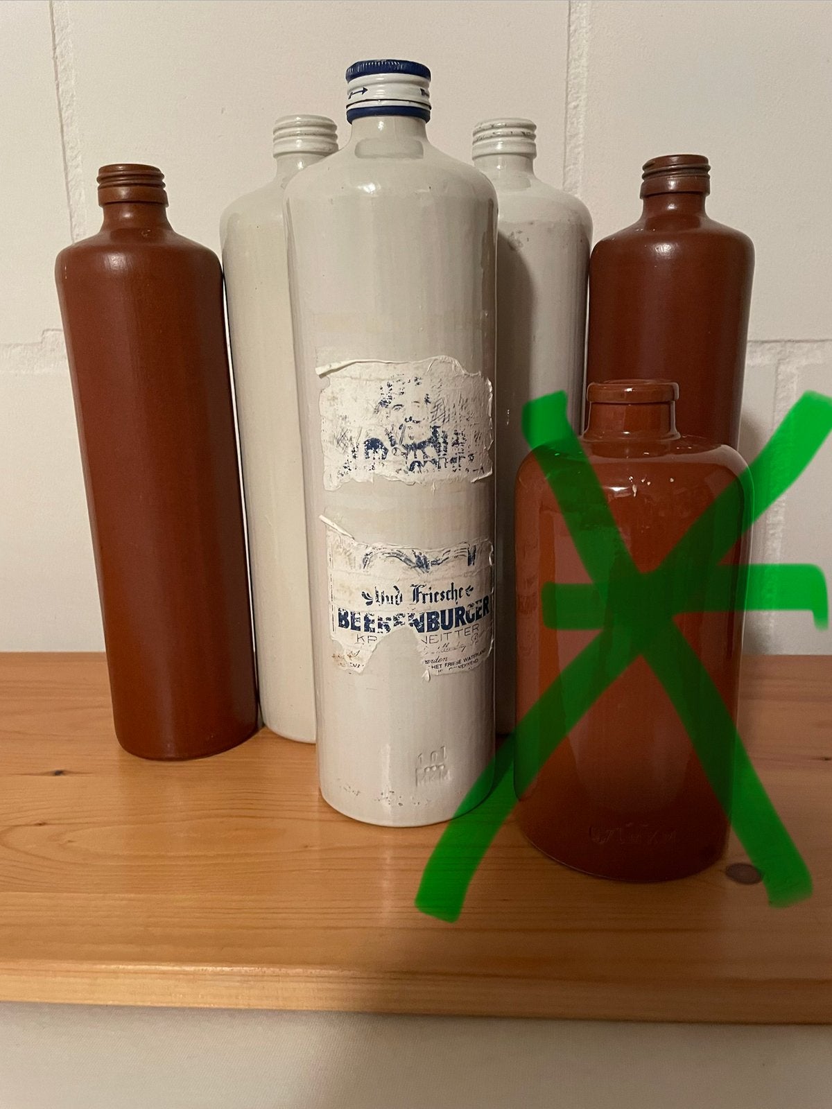 Tk 5 oude aardewerken kruiken, flessen, voor decoratie etc., Ophalen of Verzenden, Gebruikt, Vintage