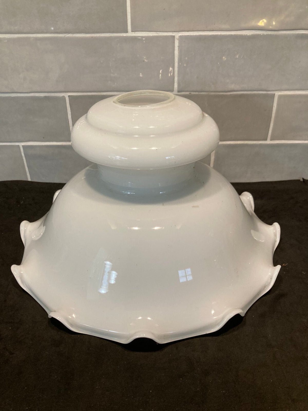 Vintage glazen lampenkapje (050525c), Huis en Inrichting, Lampen | Lampenkappen, Ophalen of Verzenden, Zo goed als nieuw, Wit