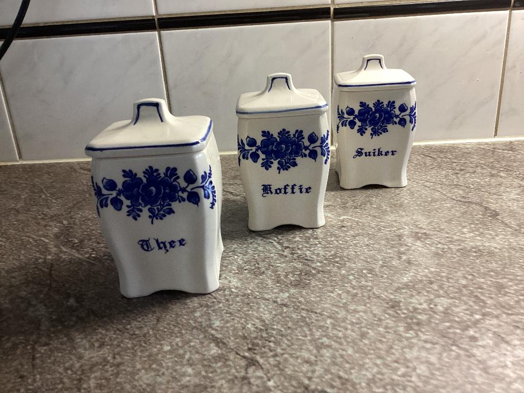 Koffie Thee en Suiker, Huis en Inrichting, Ophalen, Gebruikt, Overige materialen, Pot, Bus of Blik