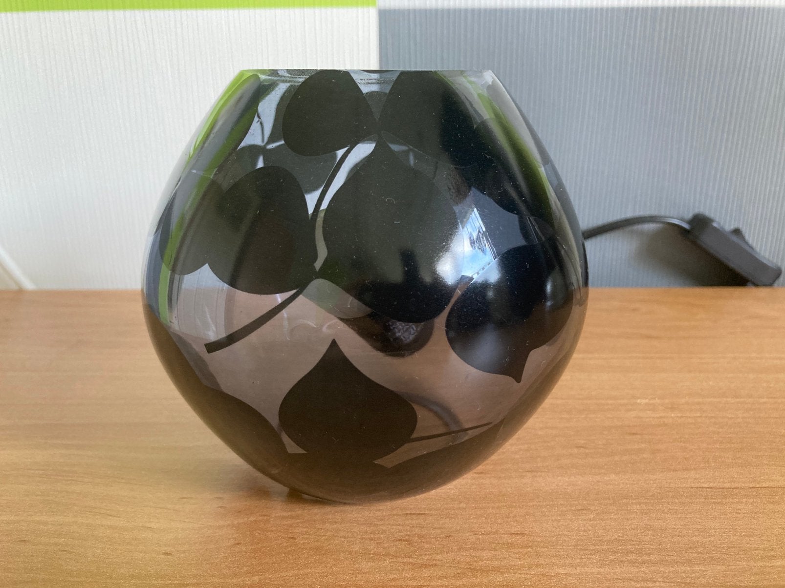 Tafellamp IKEA glas met zwarte blaadjes, Ophalen of Verzenden, Zo goed als nieuw, Glas, IKEA