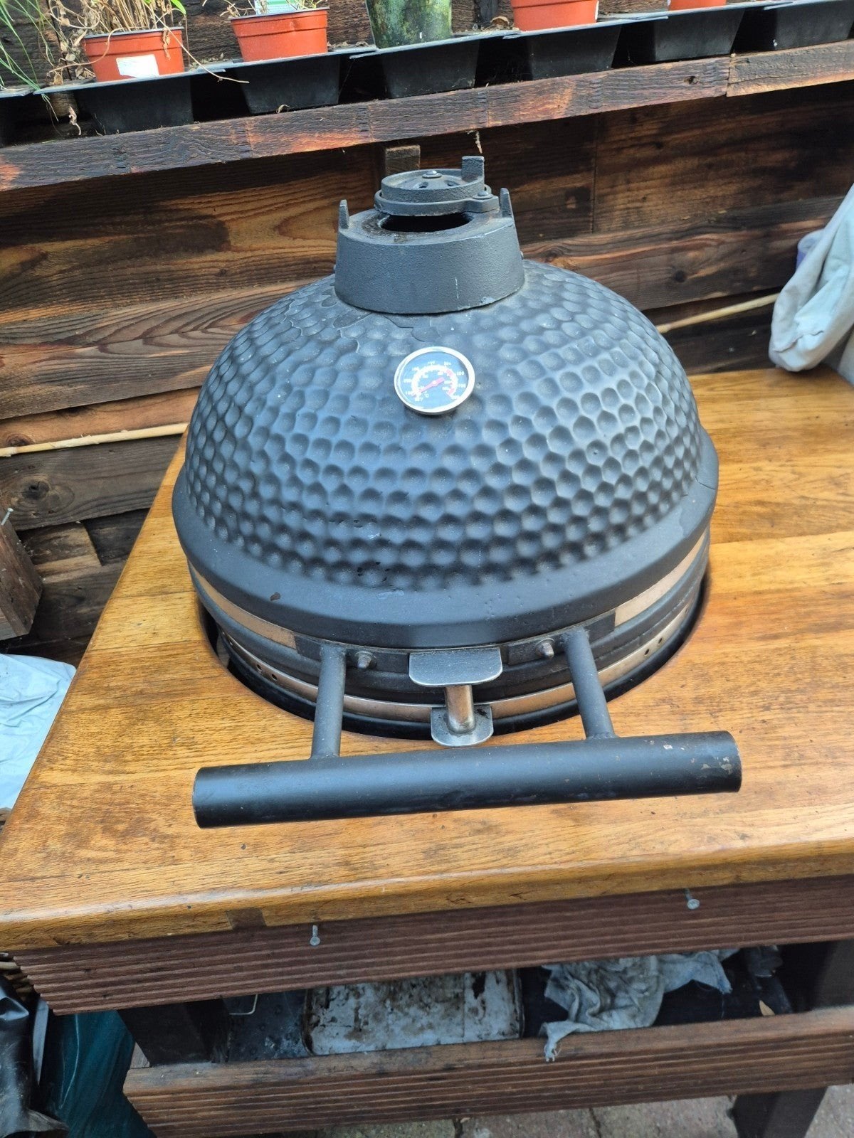Kamado met veel extra's, Ophalen, Gebruikt, Kamado mat zwart 21 inch