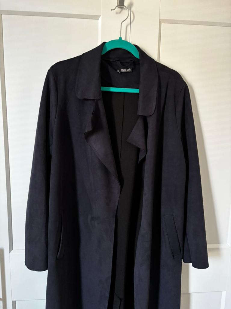 Jas suede-look Norah XL donkerblauw, Kleding | Dames, Ophalen of Verzenden, Gedragen, Maat 42/44 (L), Blauw