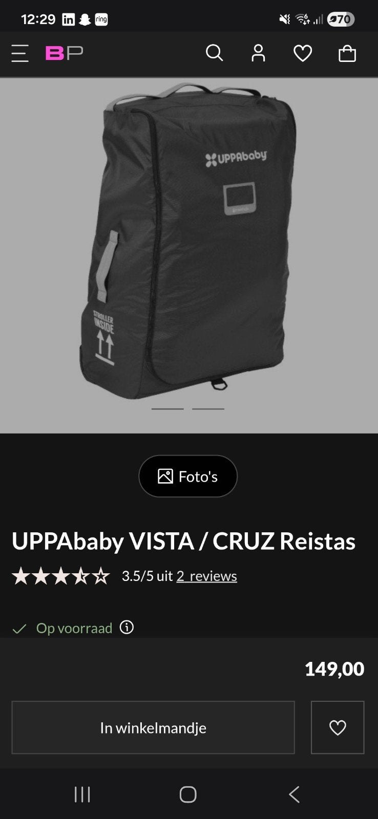 UPPAbaby VISTA / CRUZ Reistas - Nieuw in doos, Kinderen en Baby's, Ophalen, Nieuw