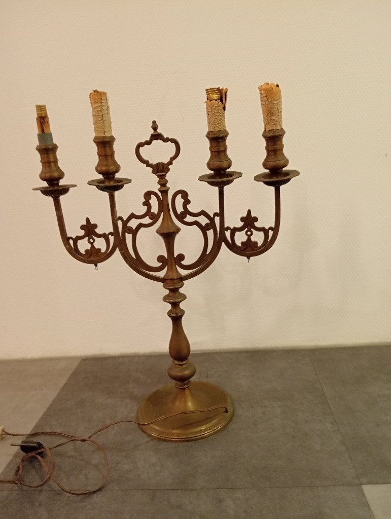 Antieke kandelaar electrisch gemaakt ca.50x39cm, Ophalen, Koper of Brons