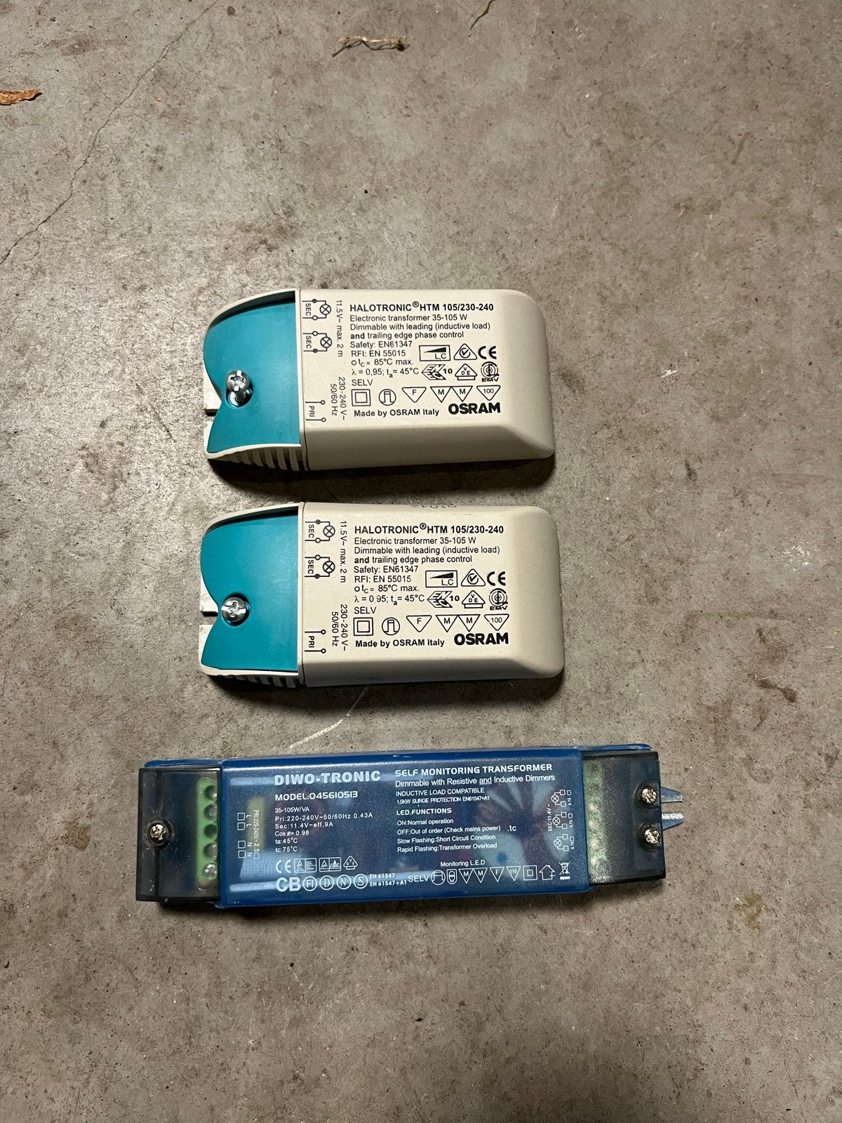Osram Halotronic HTM 105/230-240 en Diwo-Tronic trafo, Ophalen of Verzenden, Gebruikt