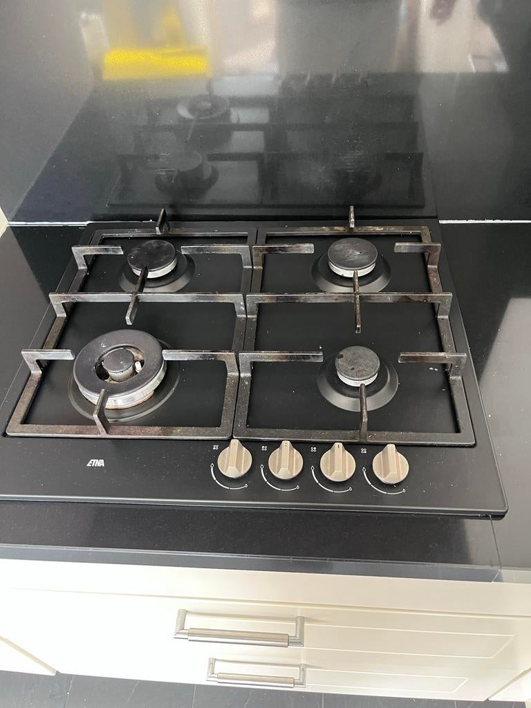 ETNA KG959ZTA Gasfornuis - Zwart, 4 Kookzones, Ophalen, Gebruikt, 4 kookzones, Inbouw