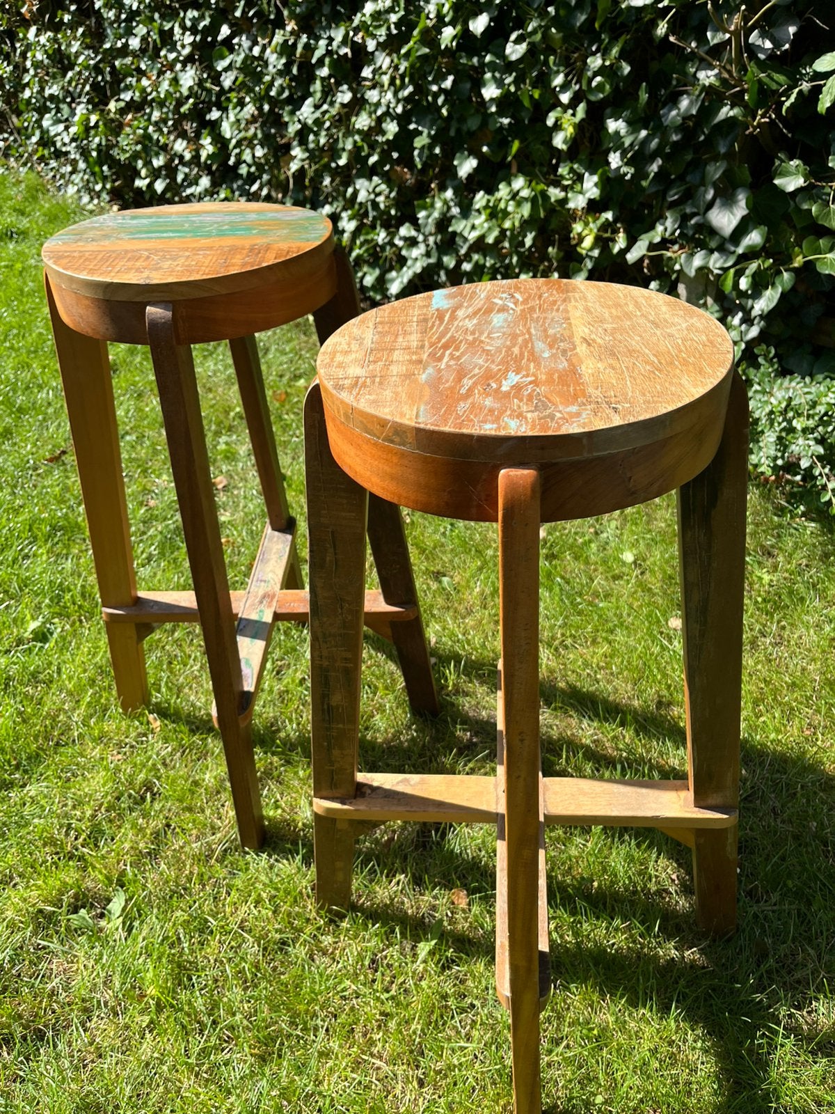 2 Barkrukken ; retrolook, 2 krukken, Ophalen, Zo goed als nieuw, 60 tot 90 cm