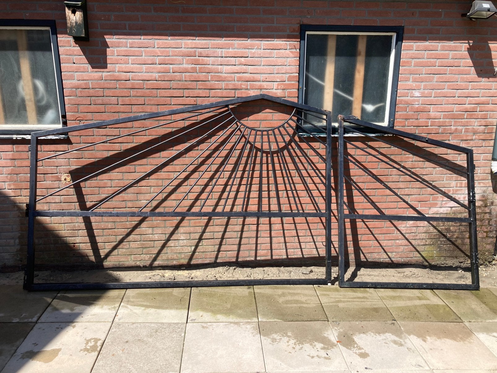 Dubbel stalen toegangspoort/ tuinpoort zie omschrijving, Ophalen, Zo goed als nieuw, Draaipoort, 150 tot 200 cm