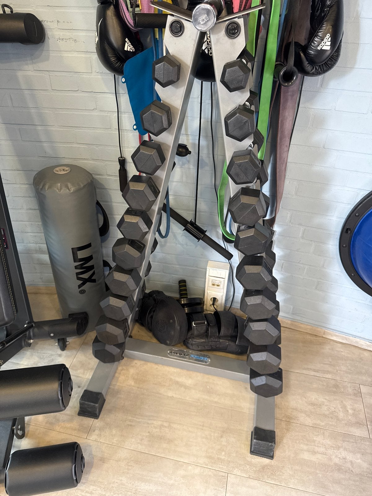 Dumbbell rek met diverse dumbbells, Sport en Fitness, Ophalen, Gebruikt, Armen, Dumbbell