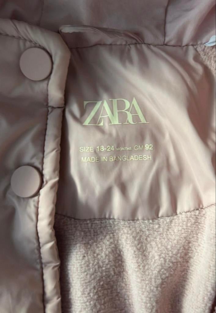 Zara jas maat 92 - Roze winterjas voor baby's, Ophalen of Verzenden, Zo goed als nieuw, Meisje, Jas