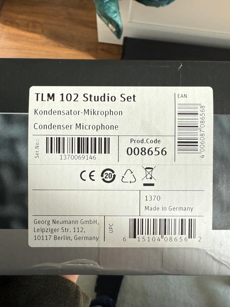 Neumann TLM 102 Studio Set Condensator Microfoon, Muziek en Instrumenten, Microfoons, Ophalen of Verzenden, Gebruikt, Studiomicrofoon