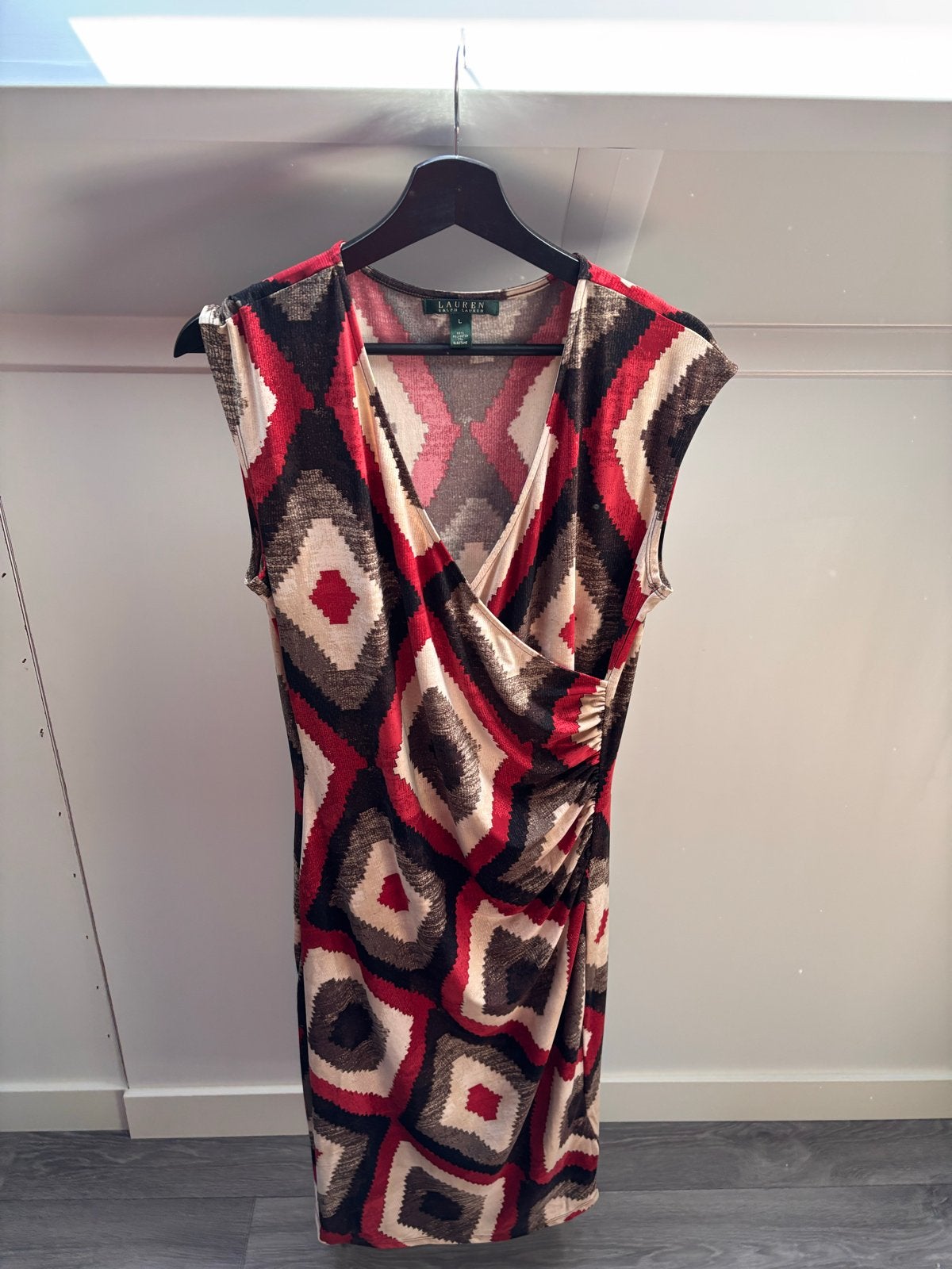 Ralph Lauren Jurk Maat L - Kleurrijk Patroon, Meerkleurig, Maat 42/44 (L), Ophalen of Verzenden, Knielengte