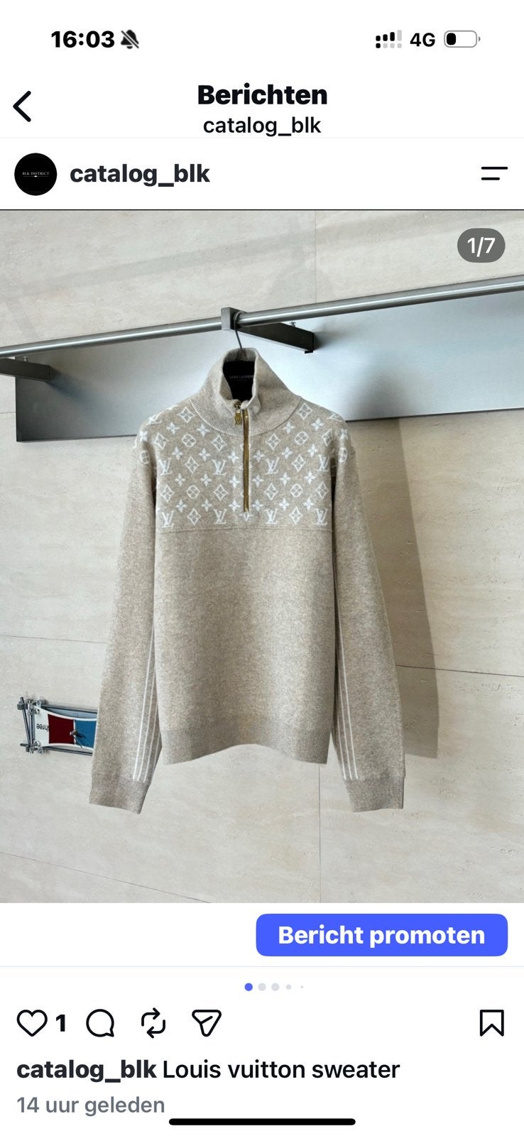 Lv sweater zip, Ophalen of Verzenden, Zo goed als nieuw