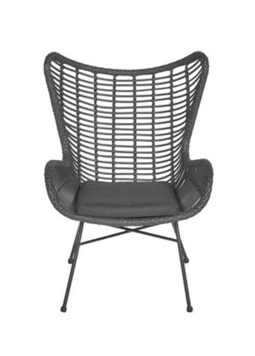4x Tuinfauteuil zwart wicker met kussen, Ophalen, Gebruikt, Wicker