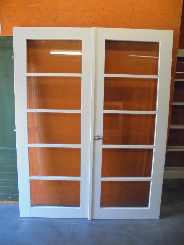 2 gelijke sets openslaande binnendeuren, 175 x 227 (LE175A), Ophalen, Binnendeur, Zo goed als nieuw, Glas