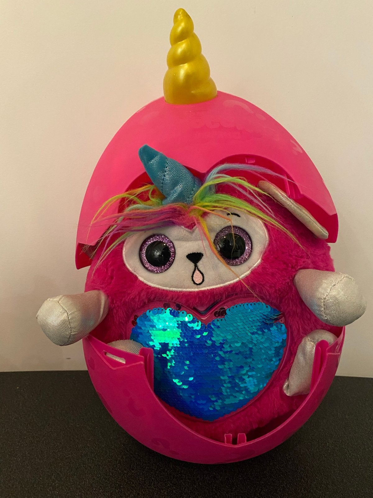Rainbocorns Unicorn Surprise Ei groot - Roze Pluche Eenhoorn, Ophalen of Verzenden, Zo goed als nieuw, Meisje