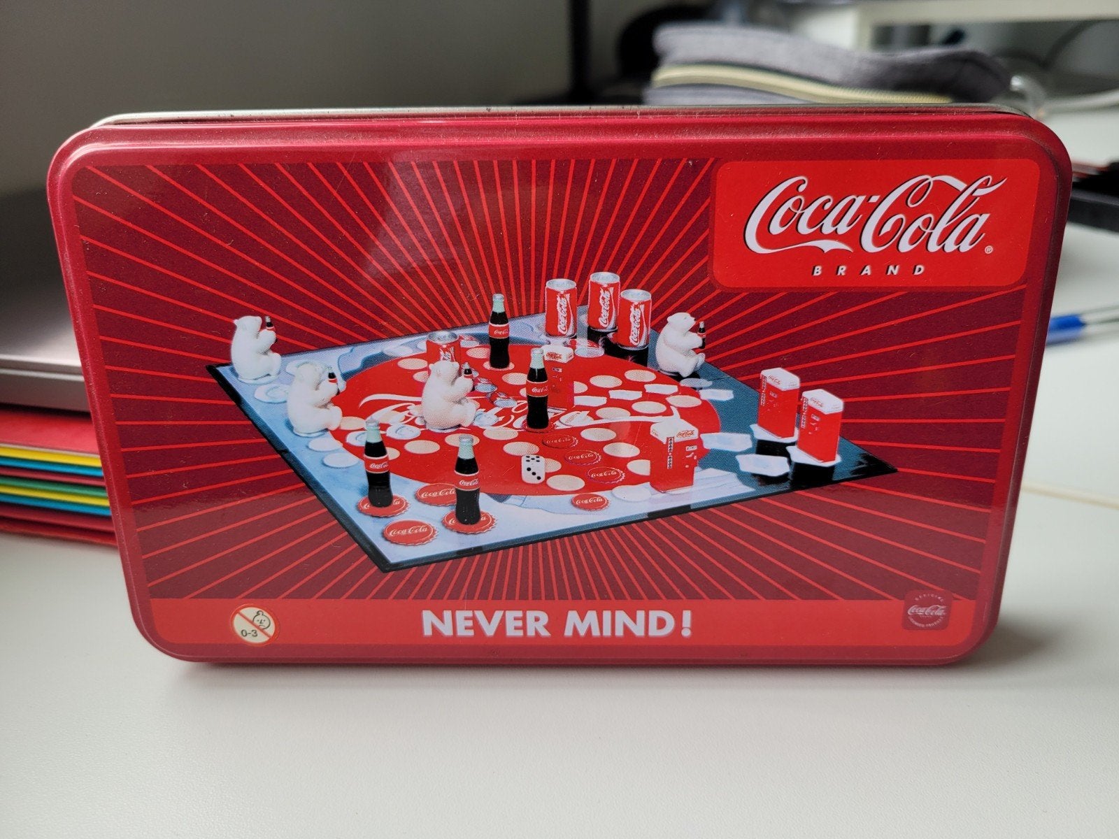 Coca-Cola Never Mind! Bordspel in blikken doos, Ophalen of Verzenden, Zo goed als nieuw