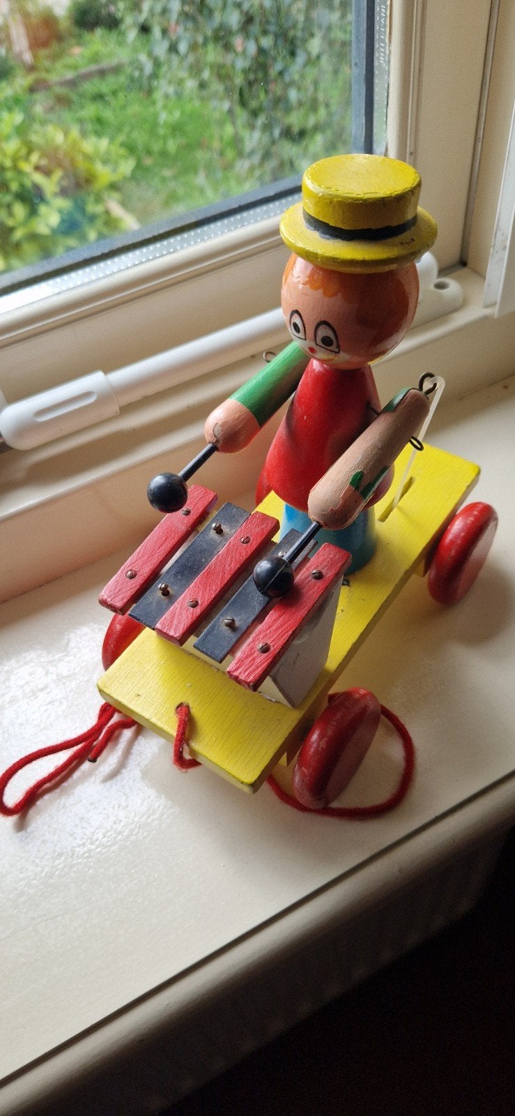 Vintage houten trekpop met xylofoon, Ophalen of Verzenden, Gebruikt, Overige typen, Met geluid