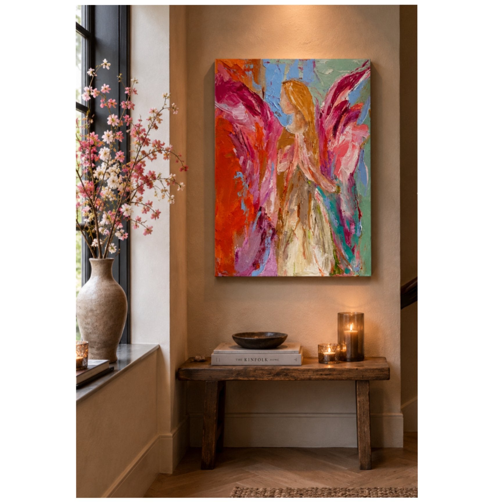 Engel, schilderij origineel, kunst met boodschap, atelier, Ophalen, Nieuw, Minder dan 50 cm, Schilderij