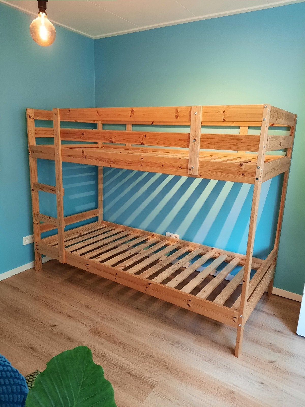 Houten stapelbed 200x90, Huis en Inrichting, Slaapkamer | Stapelbedden en Hoogslapers, Ophalen, Gebruikt, 90 cm, Tweepersoons