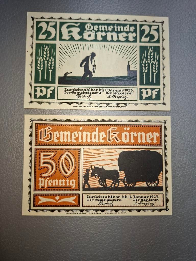 Duits Notgeld Körner Noodgeld, Ophalen of Verzenden, Duitsland